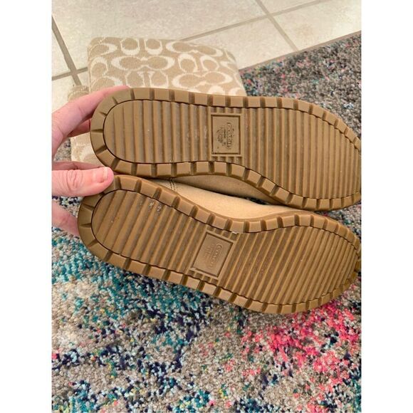 COPY - Coach Women’s Tatum Boots Tan Suede Leather Wool - Picture 4 of 13